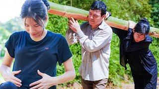 Uncle and Hang built a luffa trellis next to the pond - Building a new farm #2