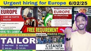 FREE REQUIREMENT JOB & EUROPE  COUNTY JOB'S