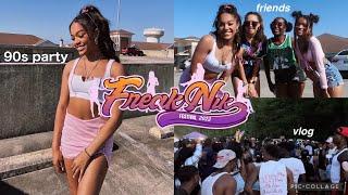 FREAKNIK 90s PARTY GRWM 2022 + VLOG (going thrifting, hair, makeup, outfit details)