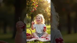 A Child’s Sweetest Cherry-Picking Moment! ️ #cherry #cute #funny #funnyvideo #shorts