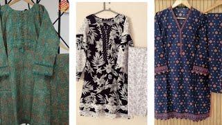 Printed khaddar dress design ideas// Dress design for winter