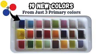 How to create 19 colors from 3 primary colors | Color Mixing || Satisfying Color Mixing