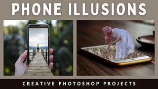 Phone illusions: Easy creative photography trick using Photoshop's layers, masks and selections.