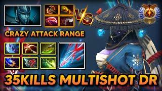 WTF 35KILLS MULTISHOT QUEEN Drow Ranger Crazy Attack Range & Speed Facing Against Crit Queen PA DOTA