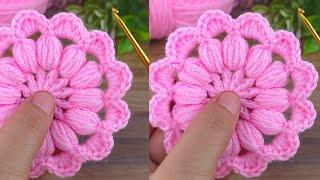 Super easy tunisian crochet!! Crochet  flower making #crochet #knitting