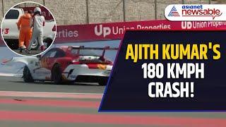 Ajith Kumar's Unbelievable Escape: Porsche Crashes at 180 Kmph in Dubai - WATCH! | Asianet Newsable