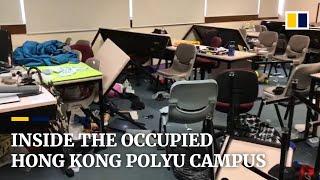 Inside the occupied Hong Kong Polytechnic University campus