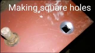 How to make a Square hole - Making a square hole with a hexagonal chisel.