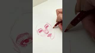 Daily Art in 15 Minutes – Red Pencil Portrait Challenge #sketchaday #redpencil