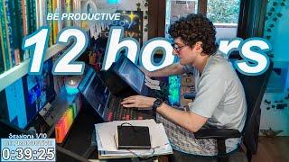 STUDY WITH ME LIVE | 12 HOURS  Harvard Alumnus, Chill Work With Me, Rain Sounds, Pomodoro Timer