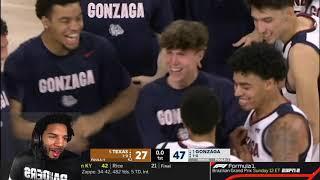 TOP 5 BASKETBALL AT ITS BEST| TEXAS VS GONZAGA REACTION FULL GAME HIGHLIGHTS