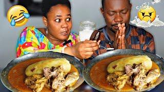 Prankster get prank, I Put Salt In My Husband Food, African Food Mukbang, Fufu with Peanut Soup