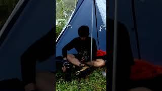 SOLO CAMPING IN HEAVY RAIN #shorts  #campinginheavyrain #solocamping #campingintherain #camping