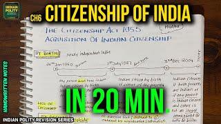 Citizenship of India Explained with Handwritten Notes 6 Indian Polity → M Laxmikanth