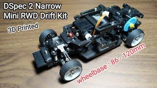 Dspec 2 RWD 3D Printed Drift Kit with Kyosho Nissan 180sx 90mm wheelbase