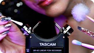 ASMR Tascam Tingly Ear Cleaning  Mic Tapping, Tweezers, Q-Tips, Brushing, Feather Pick  NO TALKING