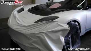 Satin White Tesla Roadster Car Wrap by Sticker City