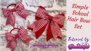 Simple school hair bow set tutorial for beginners . How to make hair bows. DIY    laços