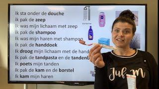 NT2 31 badkamer! Scheerschuim zeep en shampoo Nederlands leren met Juf M #learndutch #NT2 #badkamer