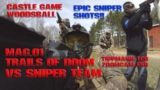 Paintball Sniper vs Assassin Trails of Doom Magfed MAG-01 Woodsball FSR