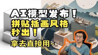 AI模型发布！秒出拼贴/插画风格效果图！轴测/人视建筑效果图AI帮你画~