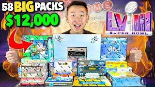 OPENING 58 INSANE PACKS FOR OUR ANNUAL $12,000 SUPER BOWL LVIII MEGA BREAK (AMAZING PULLS)! 