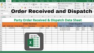 Manage Order received and dispatch data sheet in Excel | AR Computer Guide