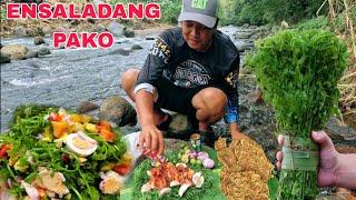 Ensaladang Pako OVERLOAD...Tanghalian sa Tabing Ilog...Paglilinis ng Taniman