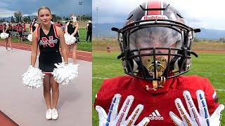 CHEERING AT HER BIG BROTHER'S HIGH SCHOOL FOOTBALL GAME! 