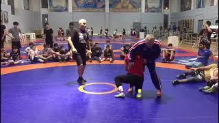 Master class in wrestling in Moscow (Russia) Nurali Aliev wrestling coach.