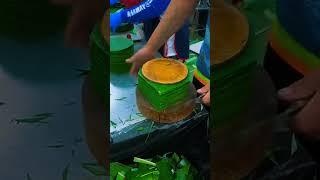 teknik mengiris daun pisang berbentuk bulat dengan daun mudah #shorts