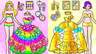 [paper dolls] Rich vs Poor Rapunzel Makeup and Dress Design in Prom  | Rapunzel Family 놀이 종이