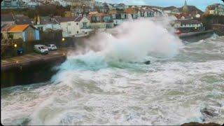 Large Waves Pummel Cheyne Beach Ilfracombe December 2024 (unusual angle)