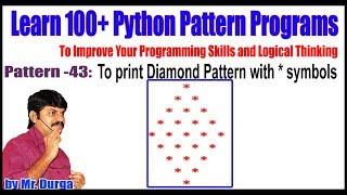 Learn 100+ Python Pattern Programs || Pattern - 43: To print Diamond Pattern with * symbols