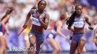 U.S. women 4x400 relay team throttle to convincing victory in heat 1 | Paris Olympics | NBC Sports