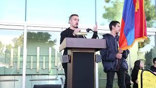 David and the AGBU MHS Choir Signing at protest rally 10/28/19