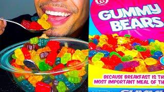 ASMR GUMMY BEARS CEREAL CANDY MUKBANG EATING SOUNDS JERRY CHEWY SWEETS