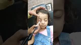 Baby Girl stage makeup /In short & curly hair HighBun / baby girl party makeup hairstyle#seemajaitly