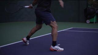 TENNIS FOOTWORK FOREHAND IN SLOW MOTION WITH COACH BRIAN DABUL / Tennis training