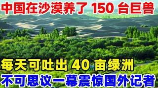 中国在沙漠养了150台巨兽，每天可吐出40亩绿洲，不可思议一幕震惊国外记者#大国重器 #中国制造 #中国工程 #中国基建#超级工程 #科普频道 #科普知识#多功能立体治沙车#沙漠治理