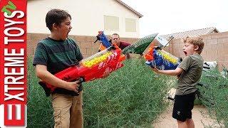 The Chore Nerf Battle! Nerf Blasters Yardwork Mess!