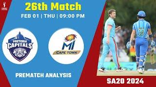 Pretoria Capitals vs MI Cape Town 26th Match PREDICTION | SA20 2024 PC vs MICT PREVIEW, Playing 11