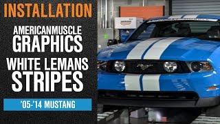 Install 2005-2014 Mustang American Muscle Graphics White Lemans Stripes - 8"