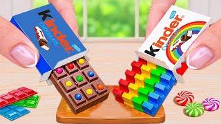 Kinder Chocolate vs Rainbow Cake | Satisfying Miniature Chocolate Cake Challenge & ASMR Dessert