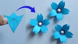 Easy Paper Flower Craft | Flower Making With Paper | 5 Petal Paper Flower Making Idea