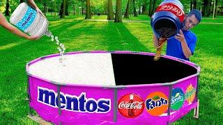 Experiment : Coca Cola, Big Cola, Fanta , Sprite, C2 VS Mentos in The Pool .