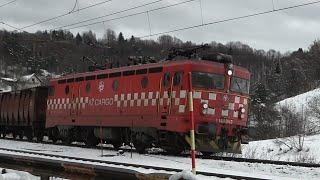 Croatian Cargo freight open wagons train, Locomotive: Asea Rb1 043-5, Brod Moravice, 5.1.2024