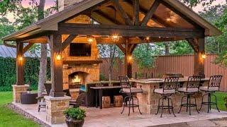 Wooden Gazebo with custom brick fireplace - Cenador de madera con chimenea de ladrillo personalizada