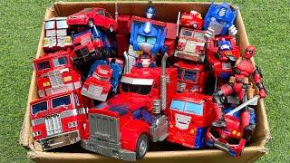 BOX full of OPTIMUS PRIME Truck Toys: Stopmotion Autobot vs SirenHead & Superhero Tobot Carbot Movie