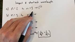 Hydrogen transitions and wavelength